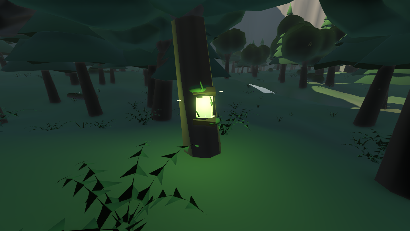 A book glowing green, half-swallowed by the trunk of a living tree